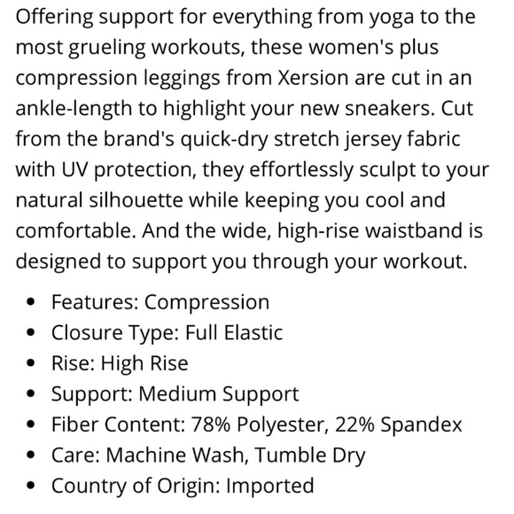 Xersion Women's Plus Size Burgundy High 7/8 Ankle Leggings 0X 2X 3X - Picture 2 of 11